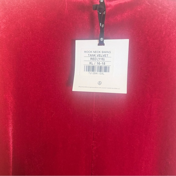 NWT Agnes & Dora Red Mock Neck Swing Tank Velvet Dress XL 16-18 - Picture 4 of 6